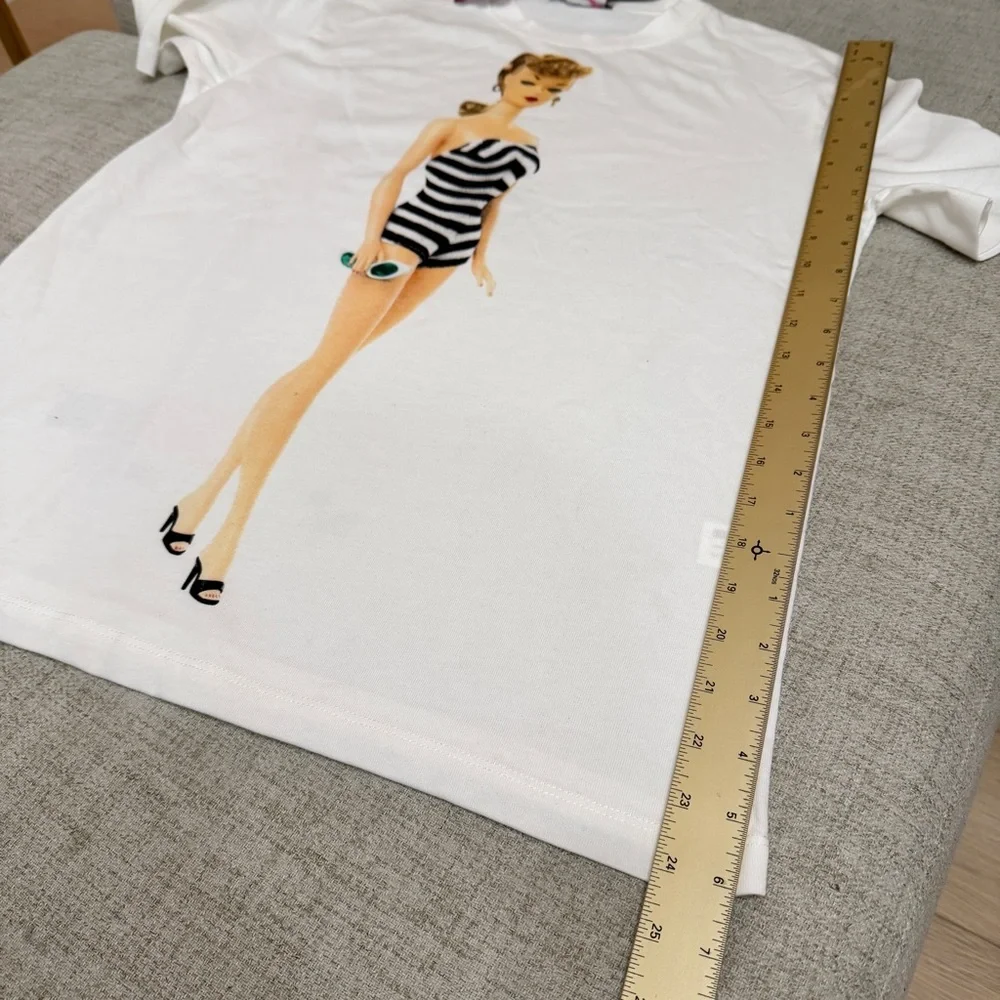 [🌟 PRICE FIRM] ZARA Barbie Striped Swimsuit Graphic T-Shirt Short Sleeves Tee - Picture 7 of 12